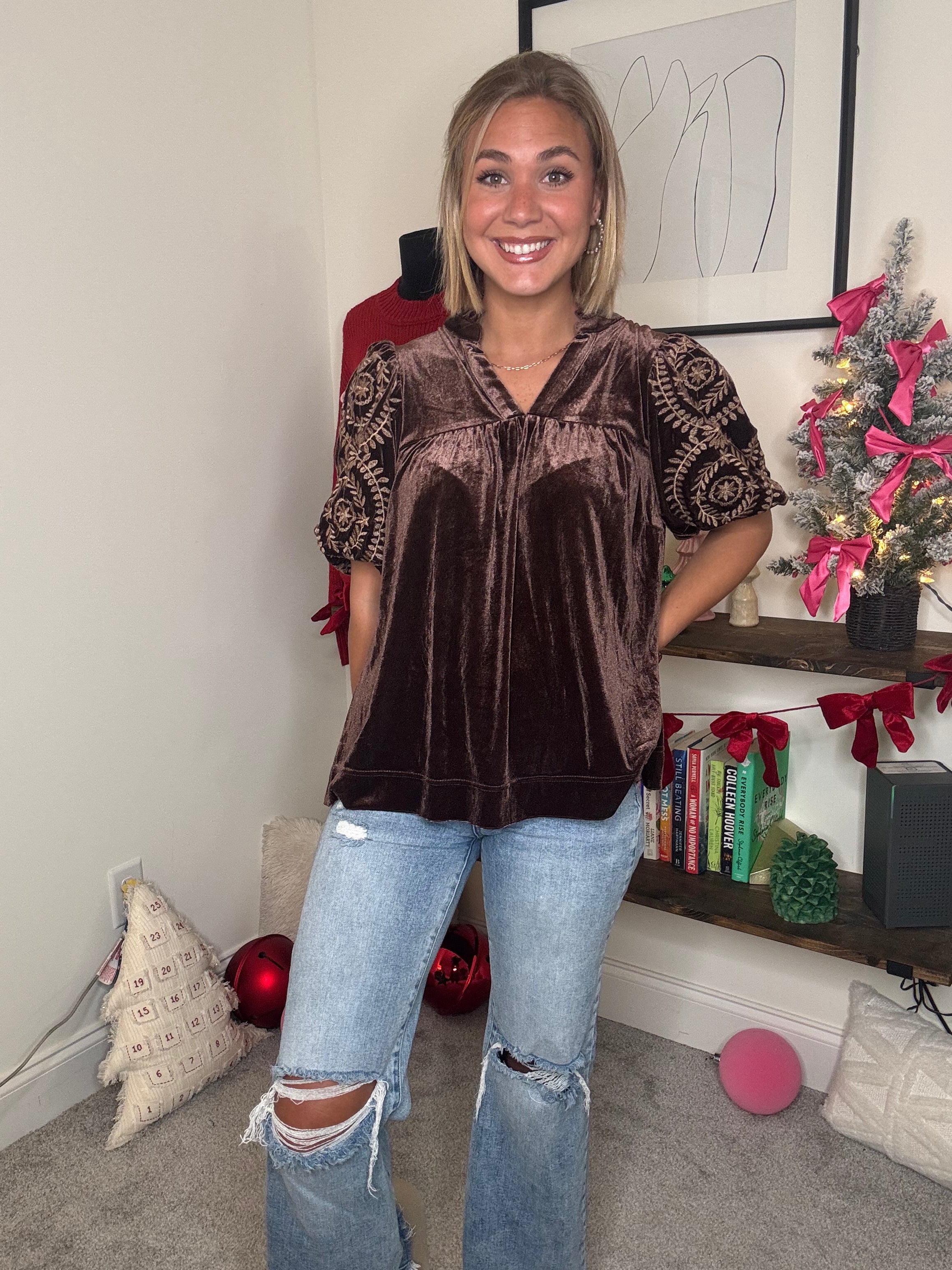 Margaret Brown Velvet Top
