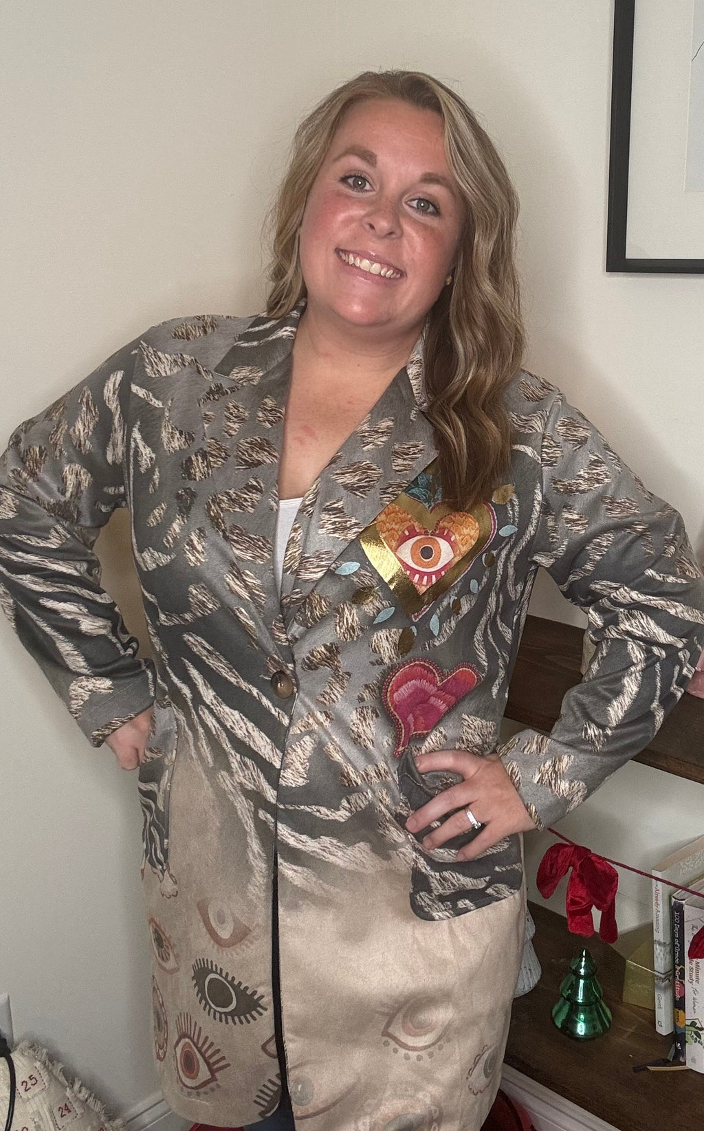 Italian-Made Mystical Eye Print Statement Blazer