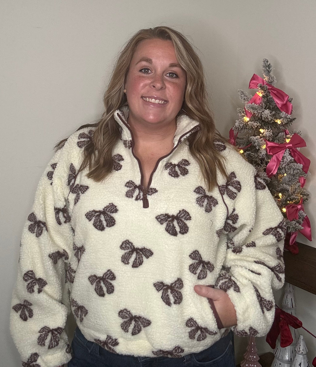 Bow Cozy Fleece Pullover